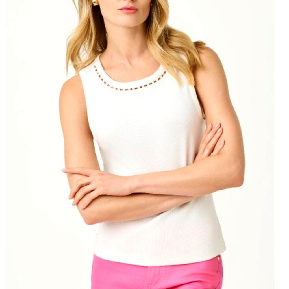 Lilly Pulitzer Vanna Knit Top Resort White Size S